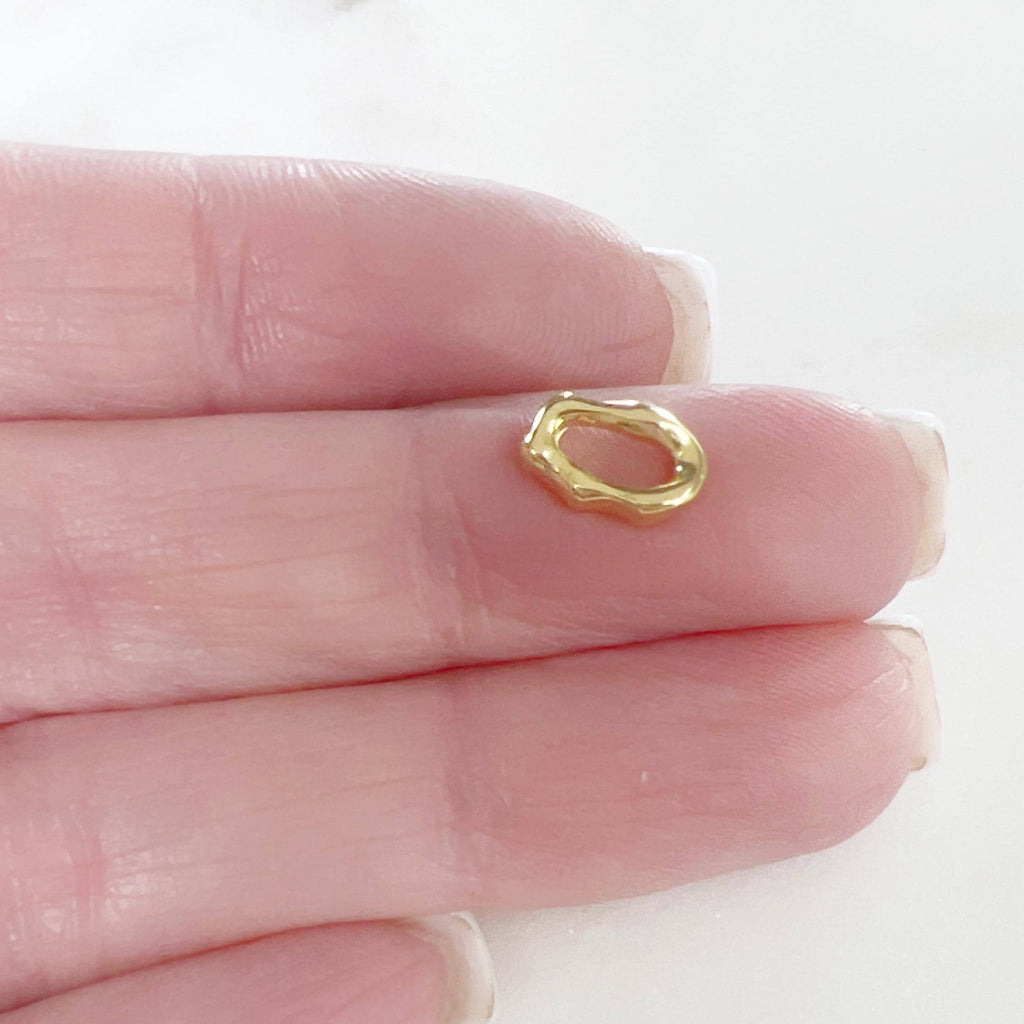 Gold Plated Artisan Organic Rondelle Shape 9mm x 5mm Flat Hammered