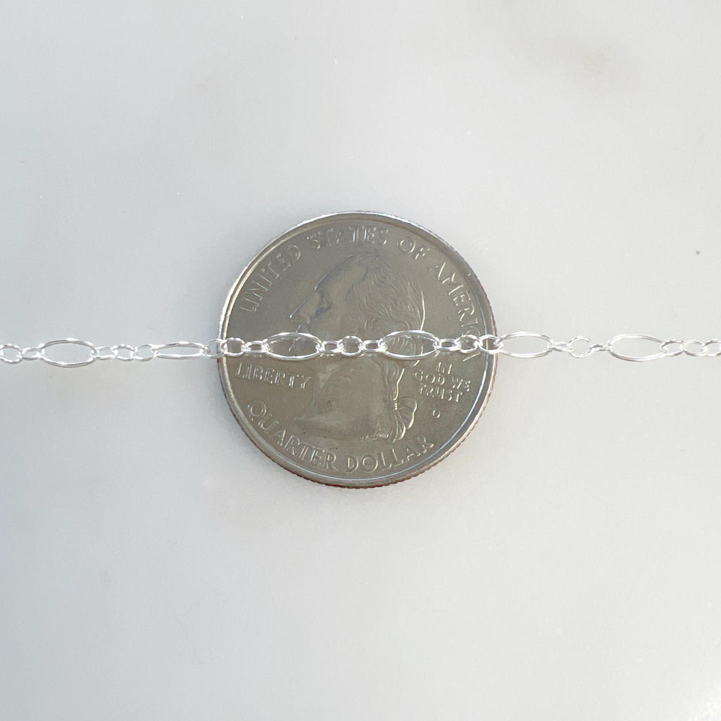 Sterling Silver Sturdy Long and Short Oval and Circles 5.3mm x 1.8mm