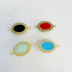 Sterling Silver or Vermeil Oval Gemstone with Diamond Faceted Bezel Connector
