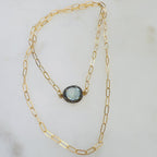 Sterling Silver or Vermeil Beautiful Organic Shape Blue Topaz with Diamond