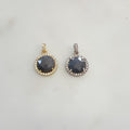 Sterling Silver or Vermeil Round Sapphire Drop Pendant with Cubic Zirconia