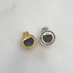 Sterling Silver or Vermeil Round Sapphire Drop Pendant with Cubic Zirconia