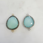 Sterling Silver or Vermeil Briolette Shape with Diamond Connector or Oxidized