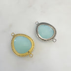 Sterling Silver or Vermeil Briolette Shape with Diamond Connector or Oxidized