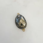 Sterling Silver or Vermeil Abstract Pyrite Connector with Diamonds 2 Loop