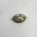 Sterling Silver or Vermeil Abstract Pyrite Connector with Diamonds 2 Loop