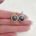 Sterling Silver or Vermeil Round Sapphire Drop Pendant with Cubic Zirconia