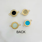 Sterling Silver or Vermeil Round Gemstone with Diamond Faceted Bezel Connector