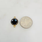 Sterling Silver or Vermeil Round Gemstone with Diamond Faceted Bezel Connector