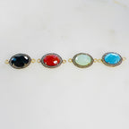 Sterling Silver or Vermeil Oval Gemstone with Diamond Faceted Bezel Connector