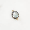 Sterling Silver or Vermeil Beautiful Organic Shape Blue Topaz with Diamond