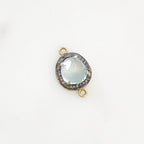Sterling Silver or Vermeil Beautiful Organic Shape Blue Topaz with Diamond