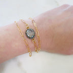 Sterling Silver or Vermeil Beautiful Organic Shape Blue Topaz with Diamond