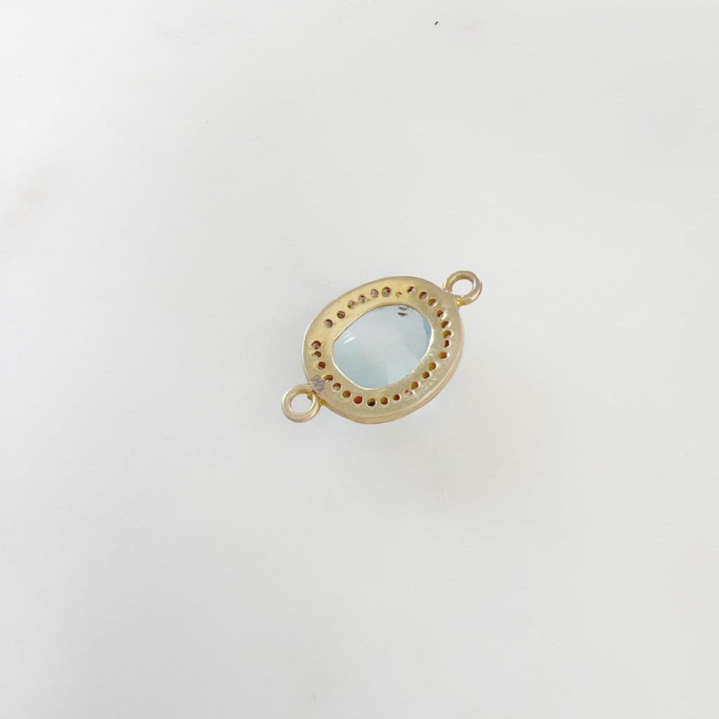 Sterling Silver or Vermeil Beautiful Organic Shape Blue Topaz with Diamond