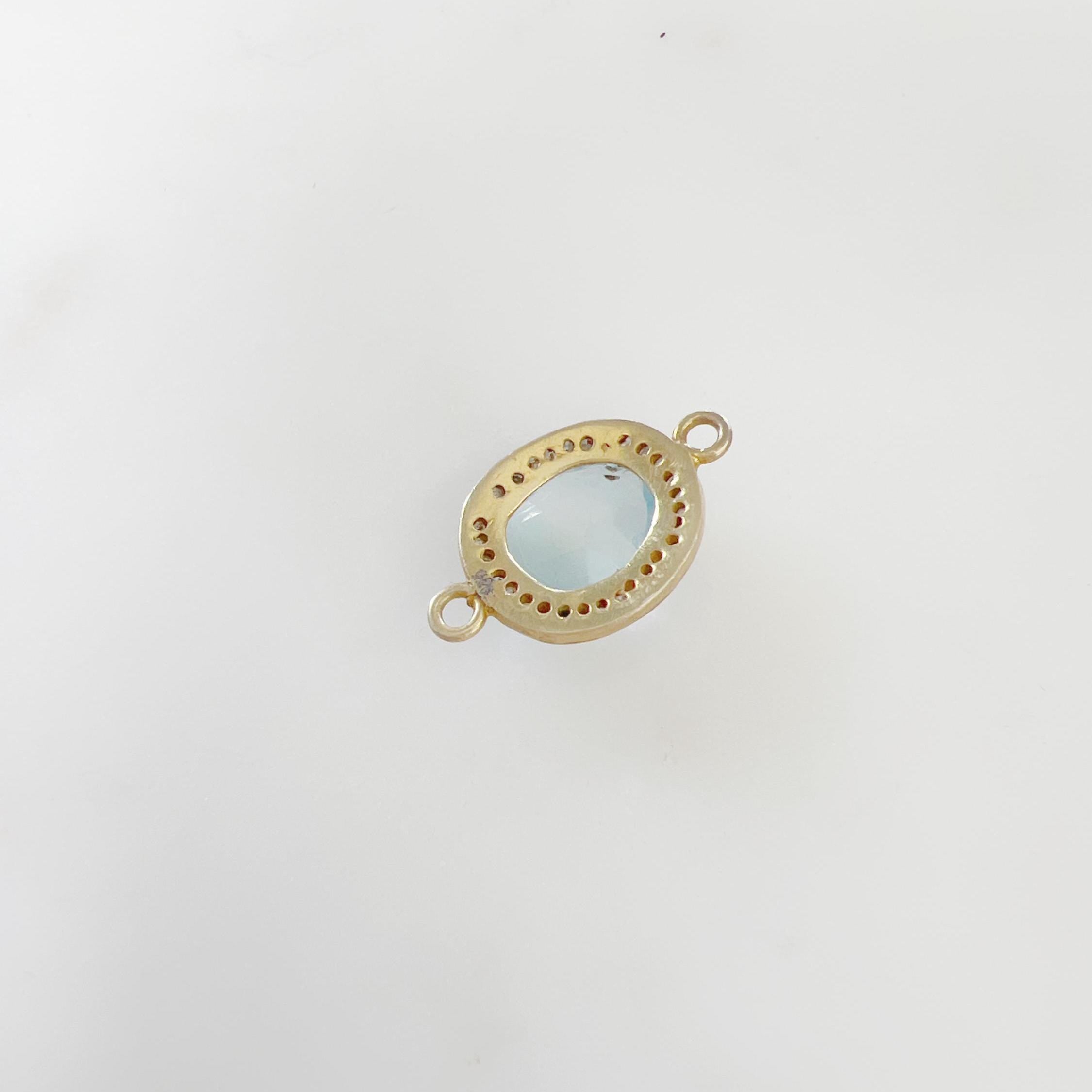 Sterling Silver or Vermeil Beautiful Organic Shape Blue Topaz with Diamond