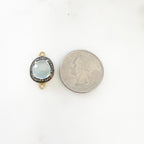 Sterling Silver or Vermeil Beautiful Organic Shape Blue Topaz with Diamond