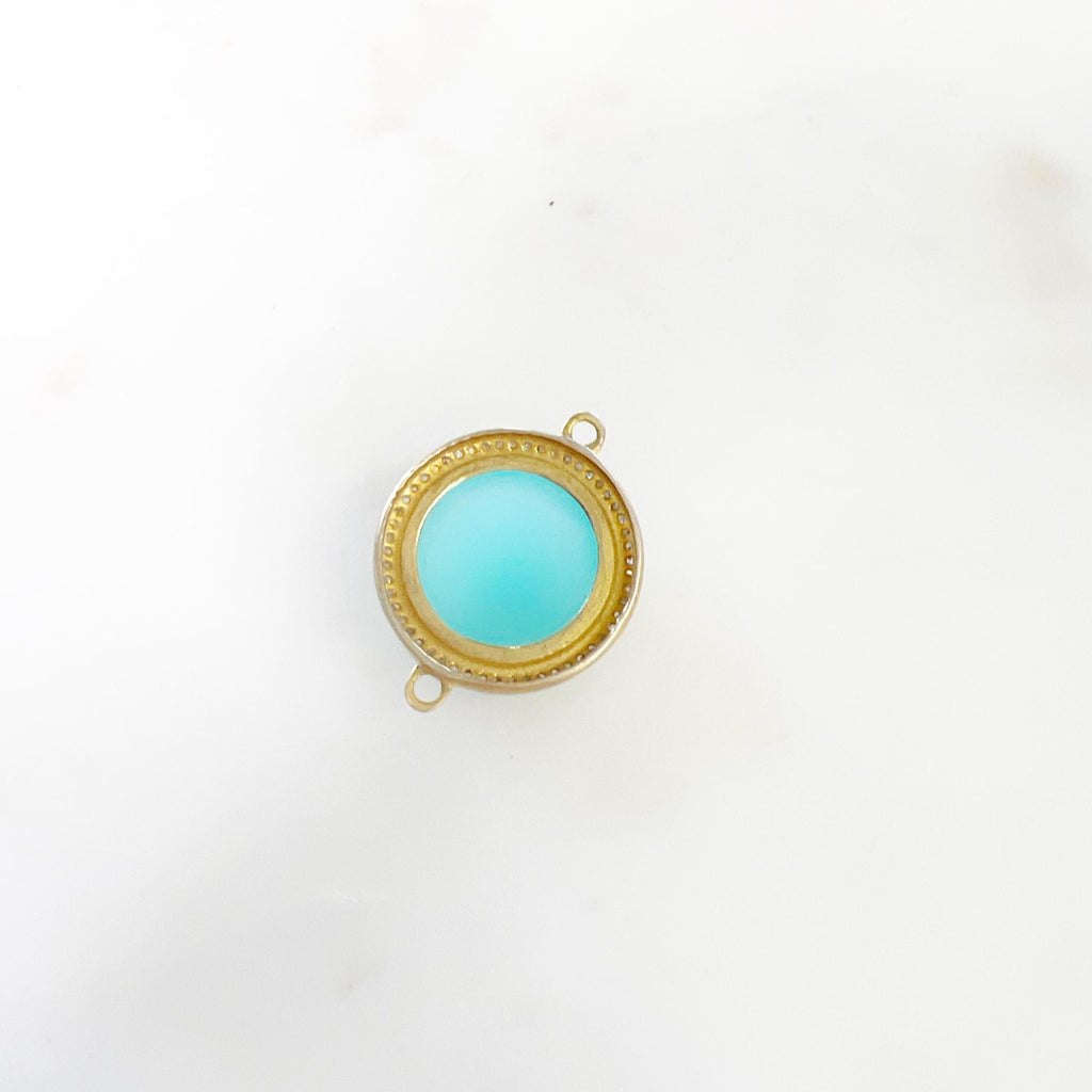 Sterling Silver or Vermeil Round Faceted Chalcedony with Diamond Connector