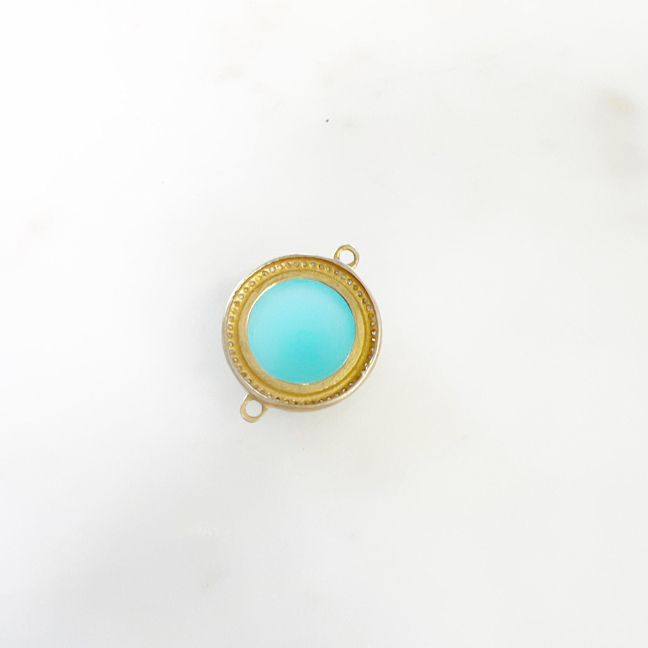 Sterling Silver or Vermeil Round Faceted Chalcedony with Diamond Connector