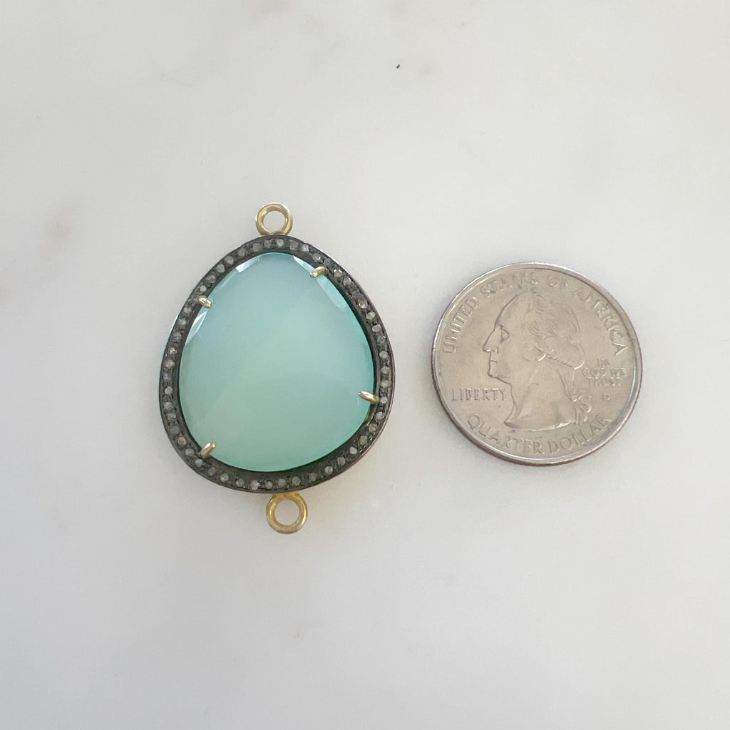 Sterling Silver or Vermeil Briolette Shape with Diamond Connector or Oxidized