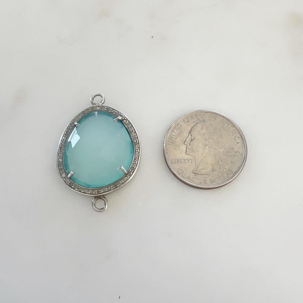 Sterling Silver or Vermeil Briolette Shape with Diamond Connector or Oxidized