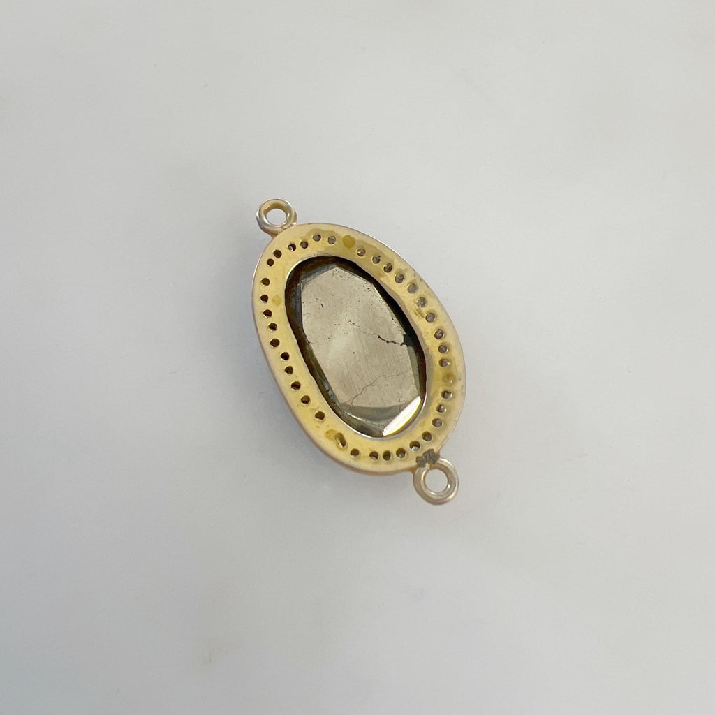 Sterling Silver or Vermeil Abstract Pyrite Connector with Diamonds 2 Loop