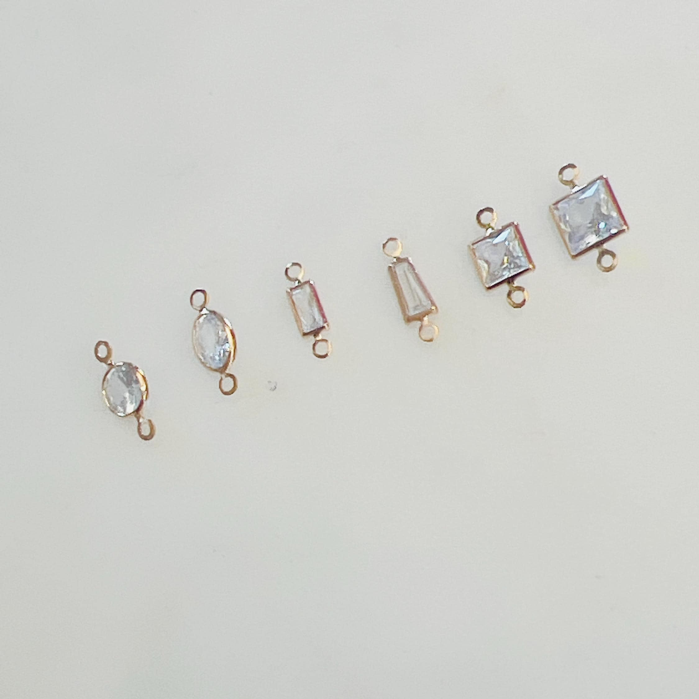 Gold Plated or Brass Cubic Zirconia Charm Connector Necklace Bracelet 2 Hole