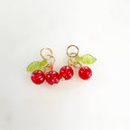 Red Glass Cherry Charm Juicy Fruit Charm Glass Charm (2pc)