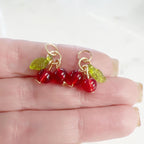 Red Glass Cherry Charm Juicy Fruit Charm Glass Charm (2pc)