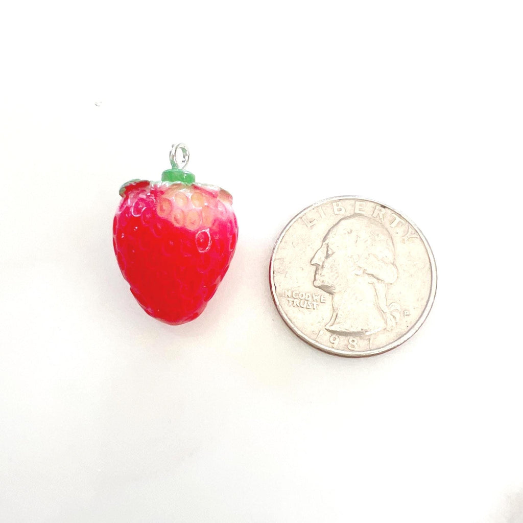 3D Red Acrylic Strawberries Strawberry Charm Juicy (2pc)