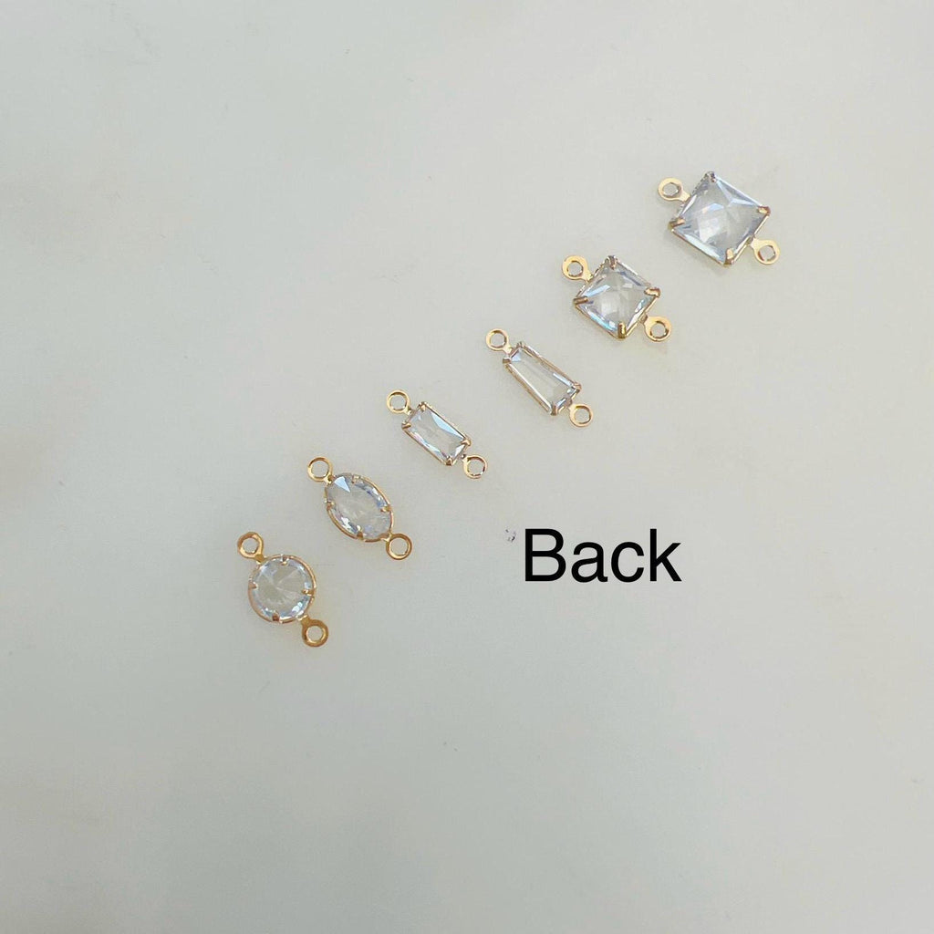 Gold Plated or Brass Cubic Zirconia Charm Connector Necklace Bracelet 2 Hole