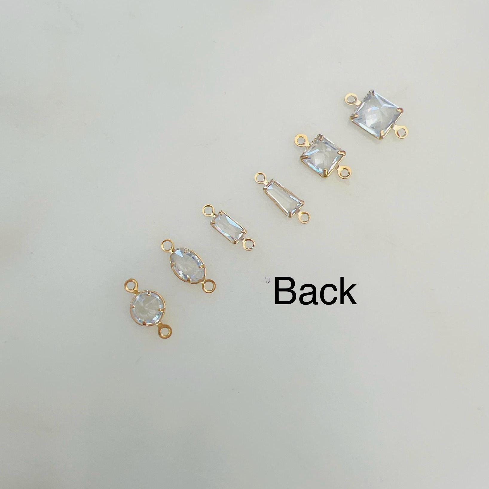 Gold Plated or Brass Cubic Zirconia Charm Connector Necklace Bracelet 2 Hole