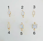 Gold Plated or Brass Cubic Zirconia Charm Connector Necklace Bracelet 2 Hole