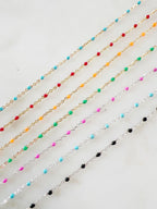Sterling Silver or 14K Gold Filled Color Enamel Beaded – Sold by the Foot – Gold