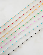 Sterling Silver or 14K Gold Filled Color Enamel Beaded – Sold by the Foot – Gold