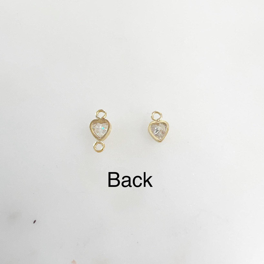 14K Gold Filled Teeny Tiny 3mm Heart Bezel Cubic Zirconia Charm Link