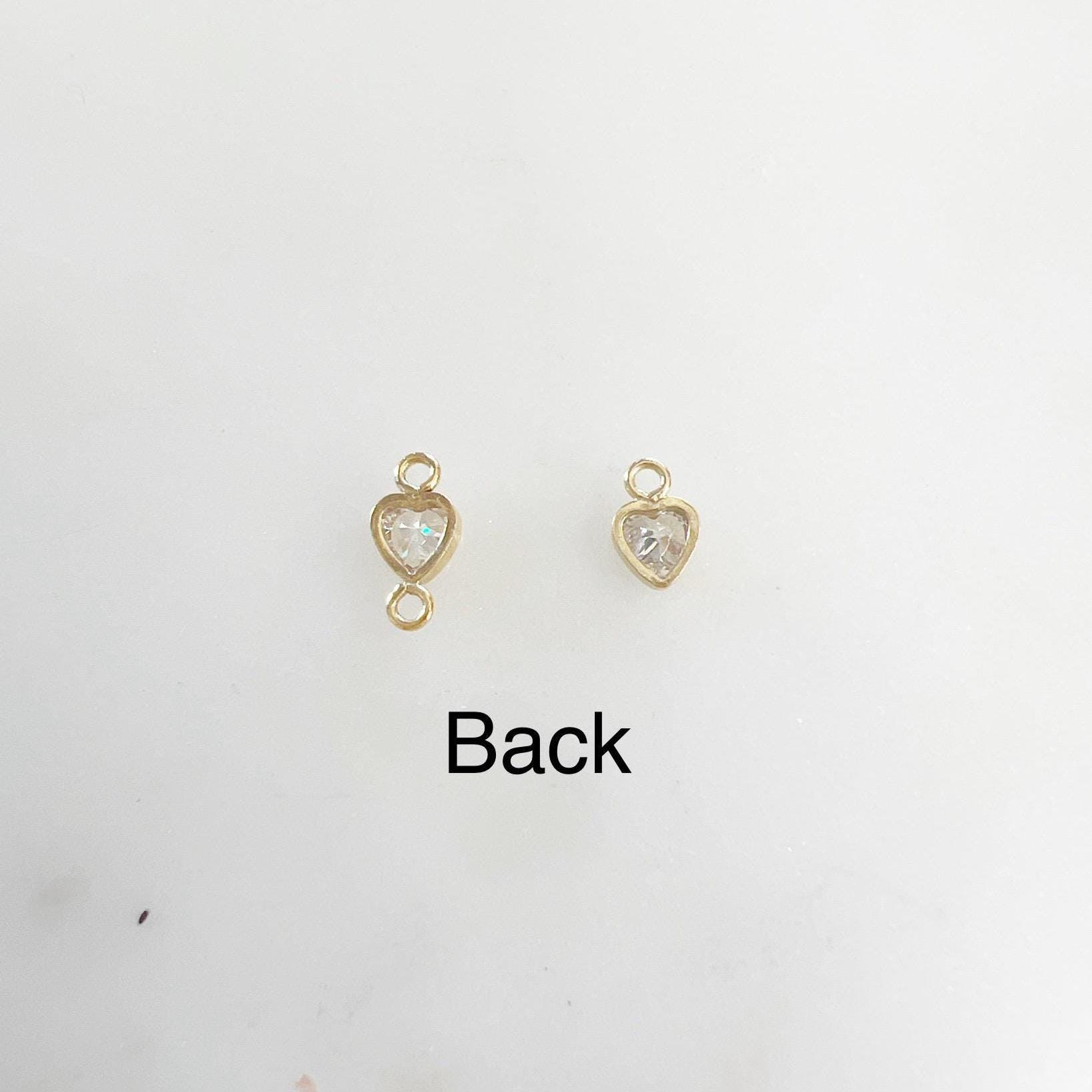 14K Gold Filled Teeny Tiny 3mm Heart Bezel Cubic Zirconia Charm Link