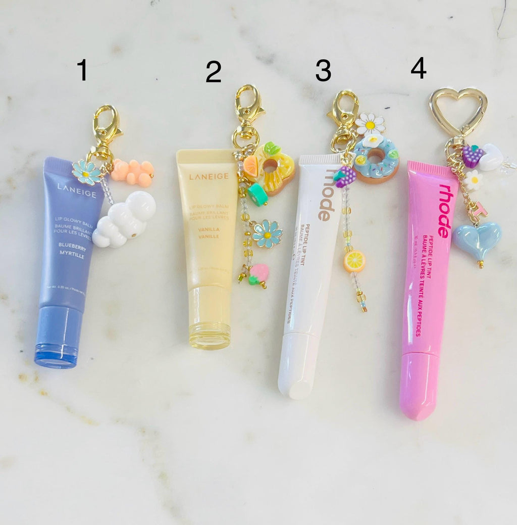 Gold Plated Purse Lip Gloss Backpack Key Charm Cloud Donut Flower