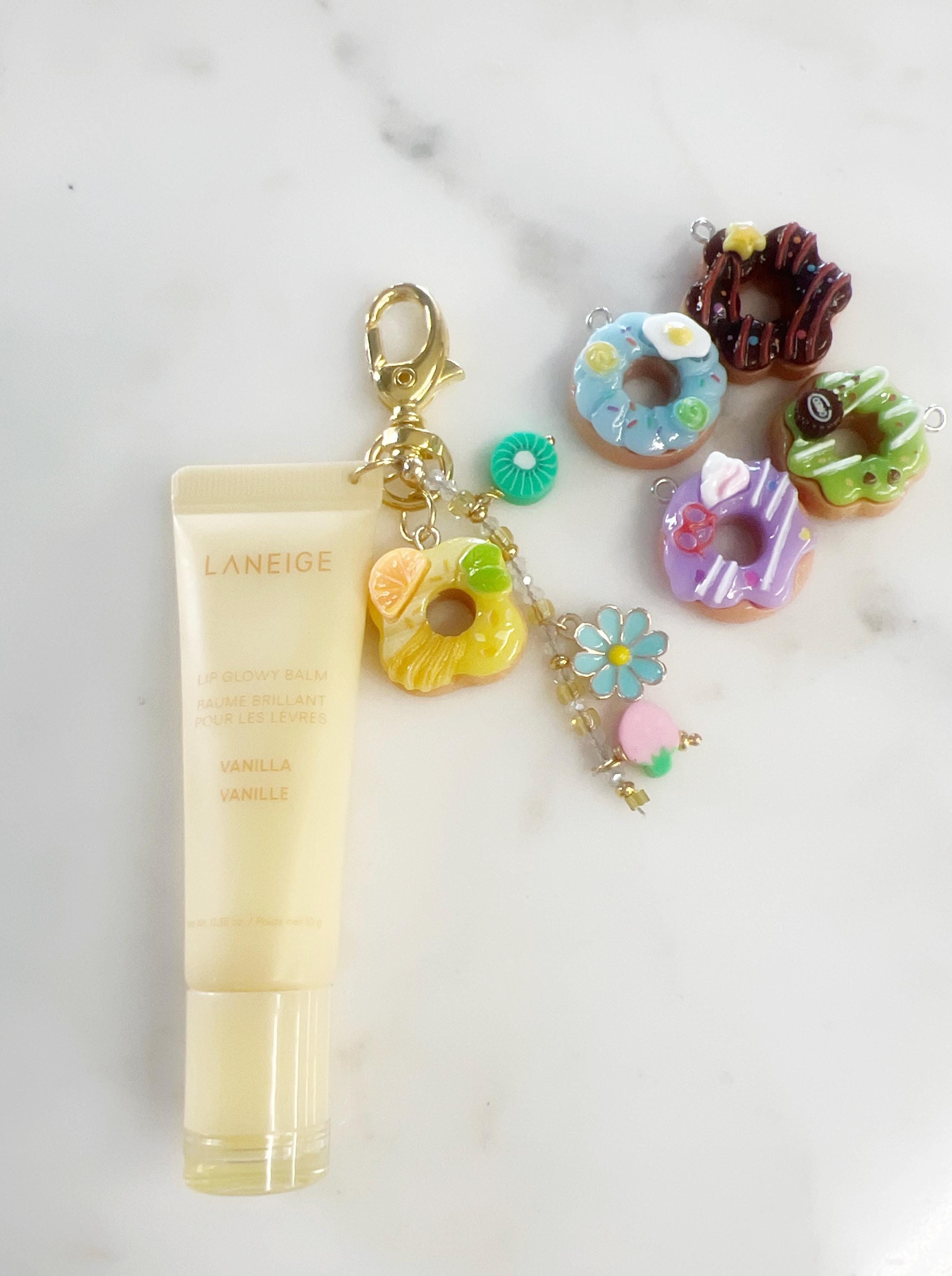 Gold Plated Purse Lip Gloss Backpack Key Charm Cloud Donut Flower