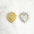 Pewter Modern Dotted Edge Large Heart Charm Pendant Metal