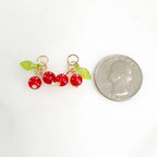 Red Glass Cherry Charm Juicy Fruit Charm Glass Charm (2pc)