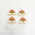 Gold Plated Enamel Rainbow Charm Small Rainbow with Clouds Gold (4pc)