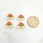 Gold Plated Enamel Rainbow Charm Small Rainbow with Clouds Gold (4pc)