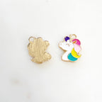 Gold Plated or Brass Enamel Unicorn Horse Charm Fantasy Unicorn Charm (2pc)