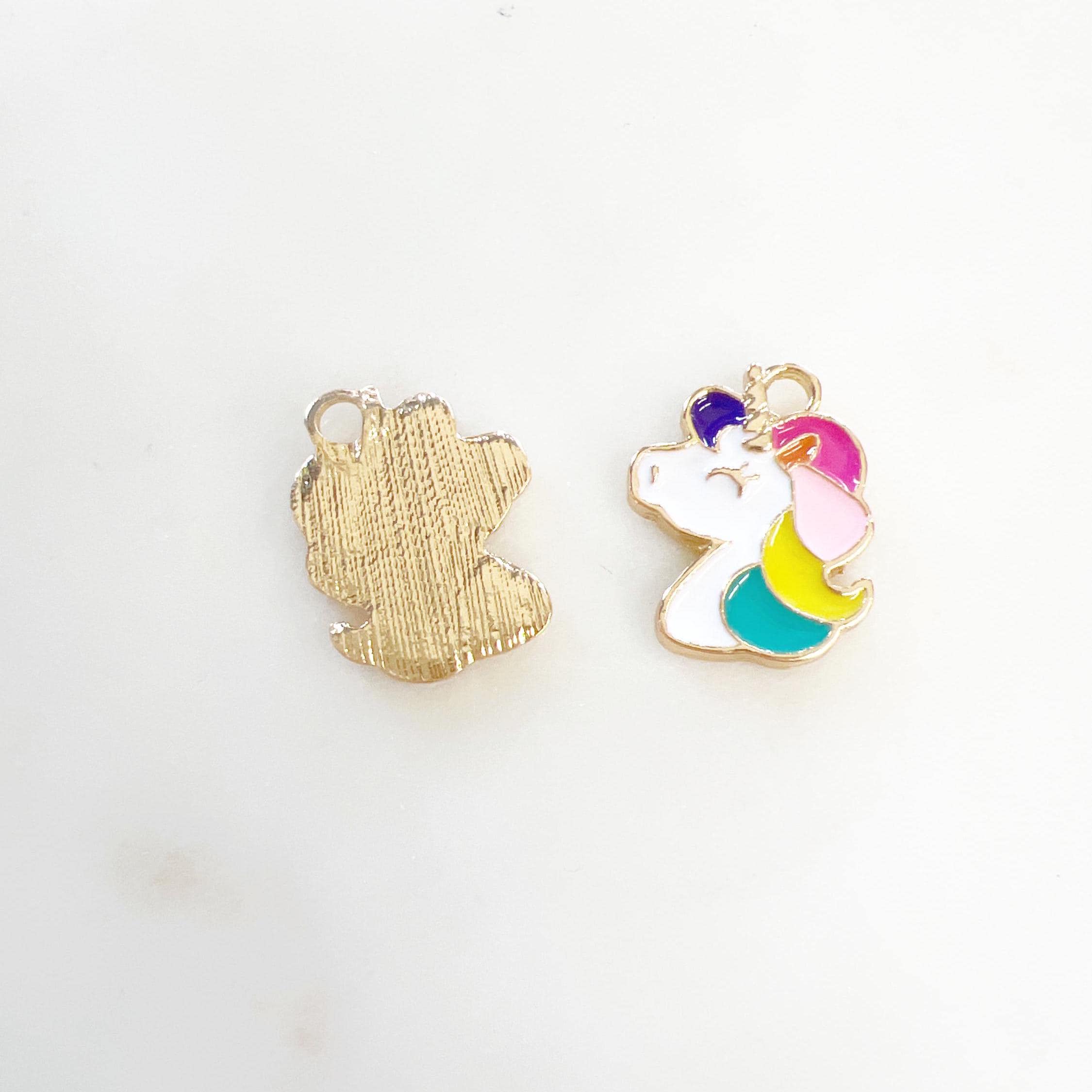 Gold Plated or Brass Enamel Unicorn Horse Charm Fantasy Unicorn Charm (2pc)