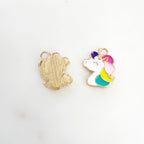 Gold Plated or Brass Enamel Unicorn Horse Charm Fantasy Unicorn Charm (2pc)