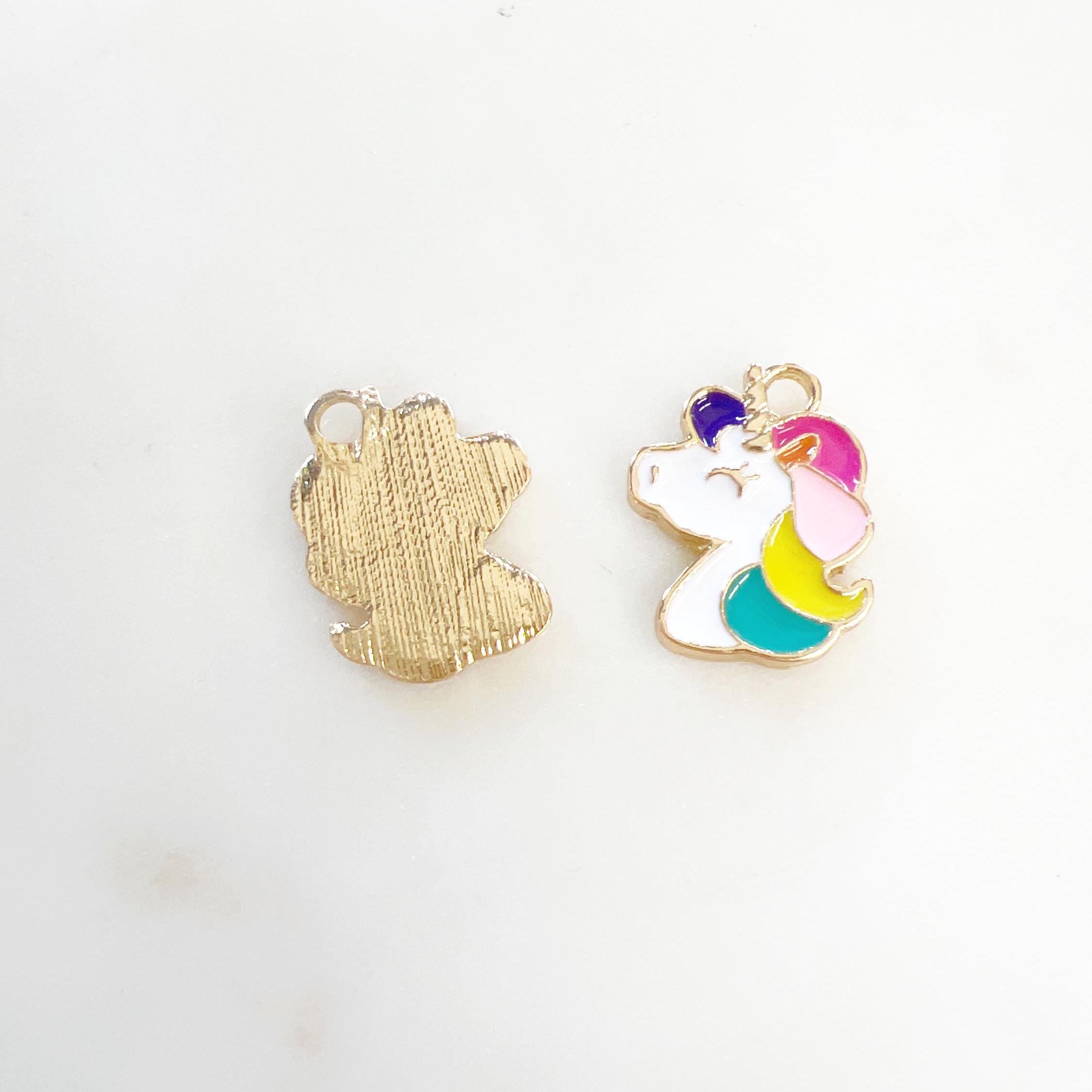 Gold Plated or Brass Enamel Unicorn Horse Charm Fantasy Unicorn Charm (2pc)