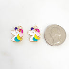 Gold Plated or Brass Enamel Unicorn Horse Charm Fantasy Unicorn Charm (2pc)