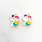 Gold Plated or Brass Enamel Unicorn Horse Charm Fantasy Unicorn Charm (2pc)