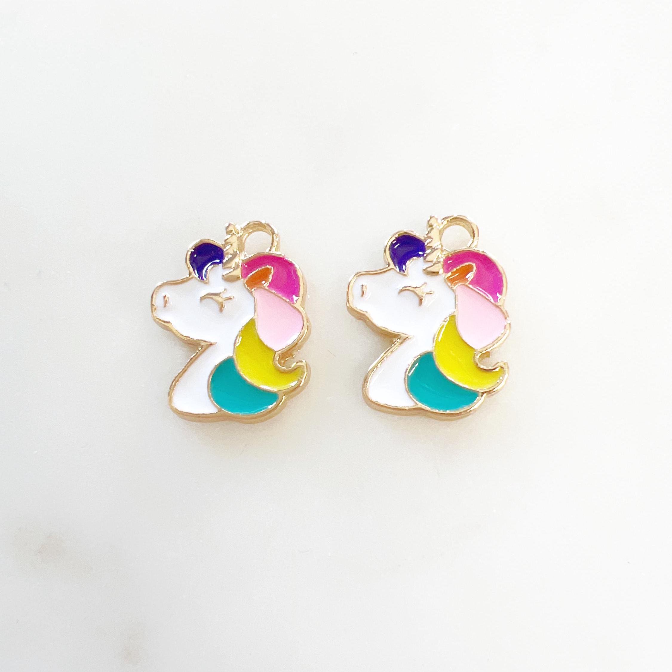 Gold Plated or Brass Enamel Unicorn Horse Charm Fantasy Unicorn Charm (2pc)