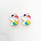 Gold Plated or Brass Enamel Unicorn Horse Charm Fantasy Unicorn Charm (2pc)